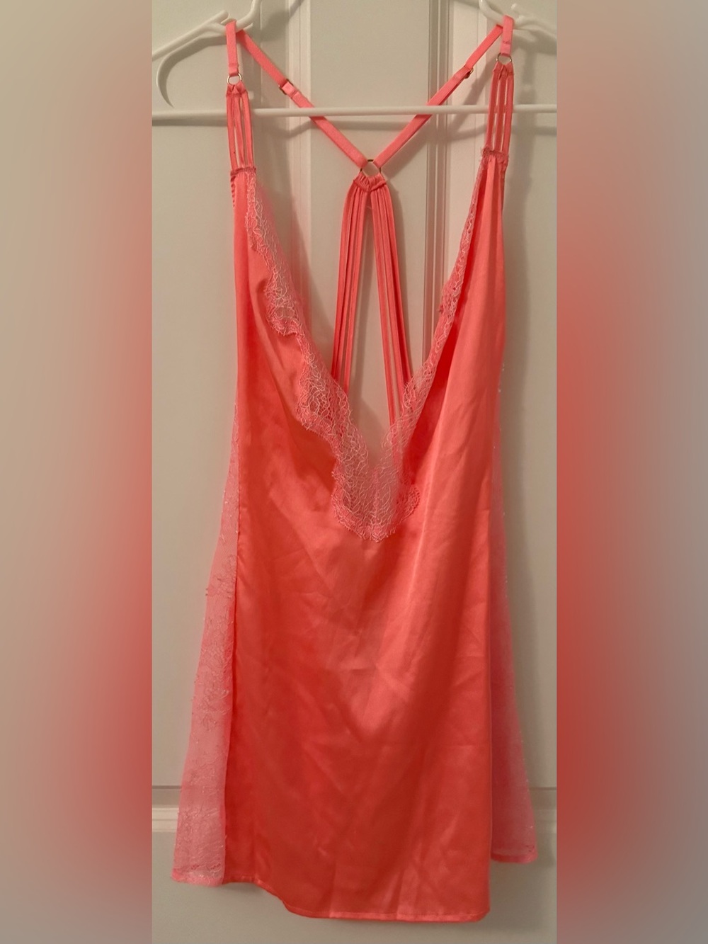 Victoria's Secret Coral Lace-Trim Slip Chemise